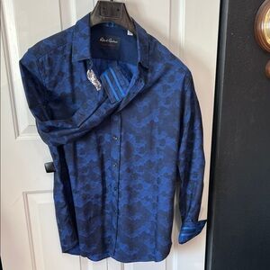 Robert Graham Navy & Royal Blue Patterned Dress Shirt